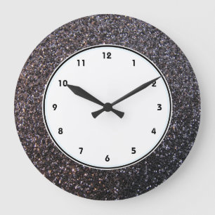 Svart grafiskt fauxglitter stor klocka
