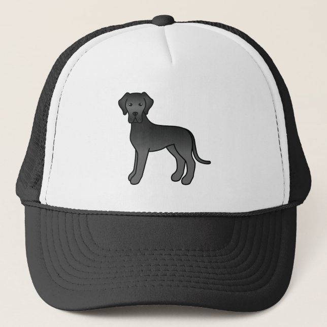 Svart Grand Danois Söt Tecknad Hund Keps (Framsida)