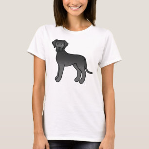 Svart Grand Danois Söt Tecknad Hund T Shirt
