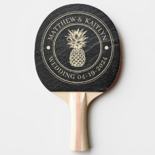 Svart Granit Sten Ananas Bröllopsnamn Pingisracket