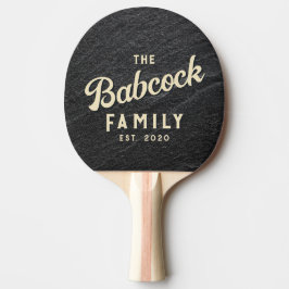 Svart Granit Sten Retro Familjenamn & År Pingisracket