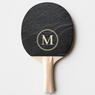 Svart granit stenen monogram pingisracket