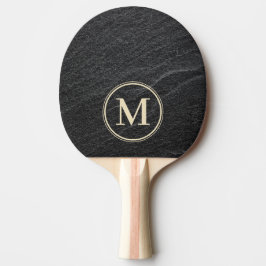 Svart granit stenen monogram pingisracket