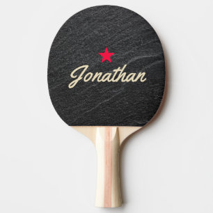 Svart Granit Stens Vintage Stjärna Signatur Pingisracket