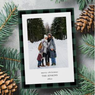 Svart Gräns 2-fotomott med enkel Grönt Julkort