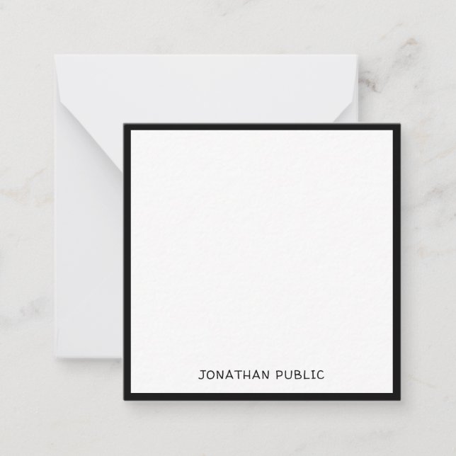 Svart Gräns Classic CalliGraph-typad enkel Anteckningskort (Framsida)