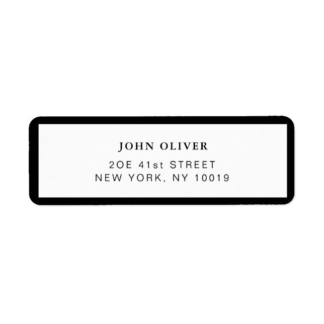 Svart gräns Formell returadressetikett Returadress Etikett (Framsidan)