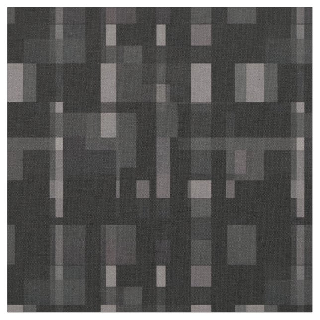 Svart/Grått-Abstrakt, kvadrater och rektanglar Tyg (Närbild)