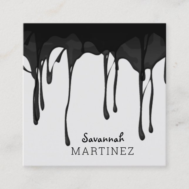 Svart Grått-Abstrakt, sömlös Elegant Fyrkantigt Visitkort (Framsida)