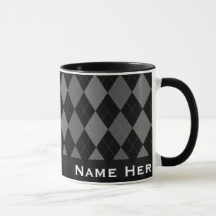 Svart/Grått Argyle Mode Handsome Mugg