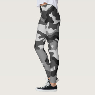 Svart, grått armékamouflage, grafisk design, 019. leggings