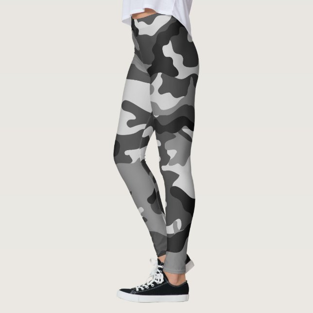 Svart, grått armékamouflage, grafisk design, 019. leggings (Vänster)
