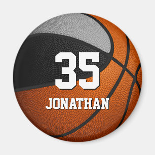 Svart grått basketballagar, ungar namn magnet