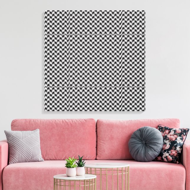 Svart/Grått Chevron Stretched Kanvastryck (Insitu (Vardagsrum))