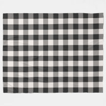 Svart, Grått, Cream Buffalo Check Fleece Blanket