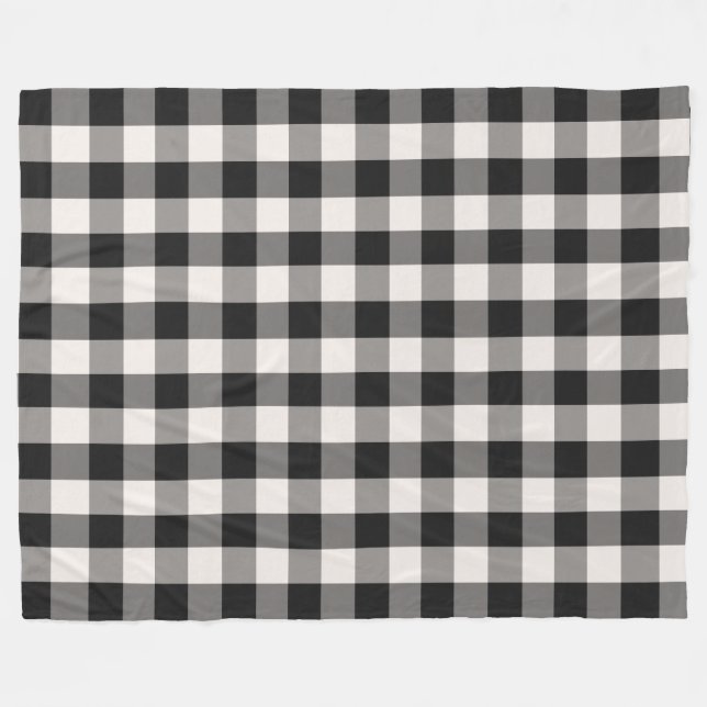 Svart, Grått, Cream Buffalo Check Fleece Blanket (Framsidan (Horisontell))