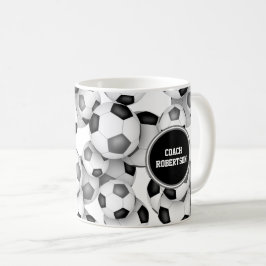 Svart grått-fotbollar team färg-bussgåvor kaffemugg