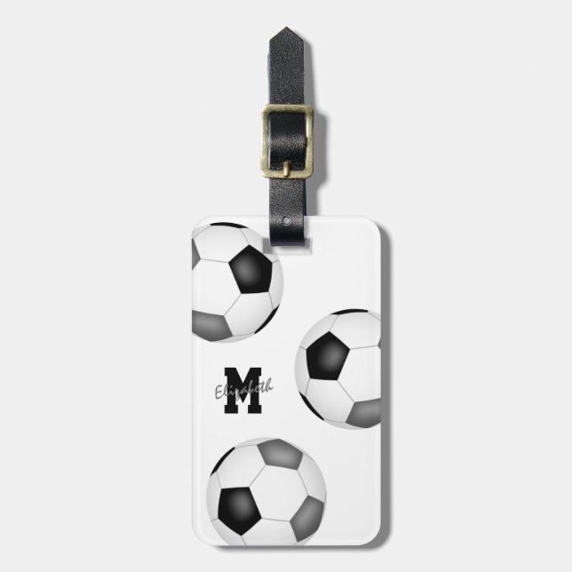 Svart grått-fotbollslag färg säck-ID-pojkar Bagagebricka (Vertikal Framsida)