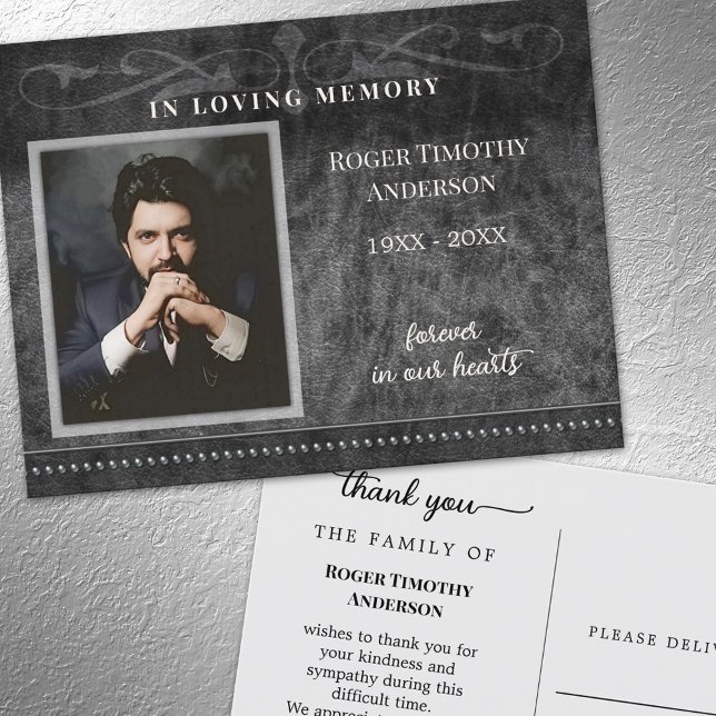 Svart Grått-foto-in-Tack för Loving Memory Vykort (Skapare uppladdad)