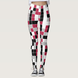 Svart Grått Geometric Mönster Leggings