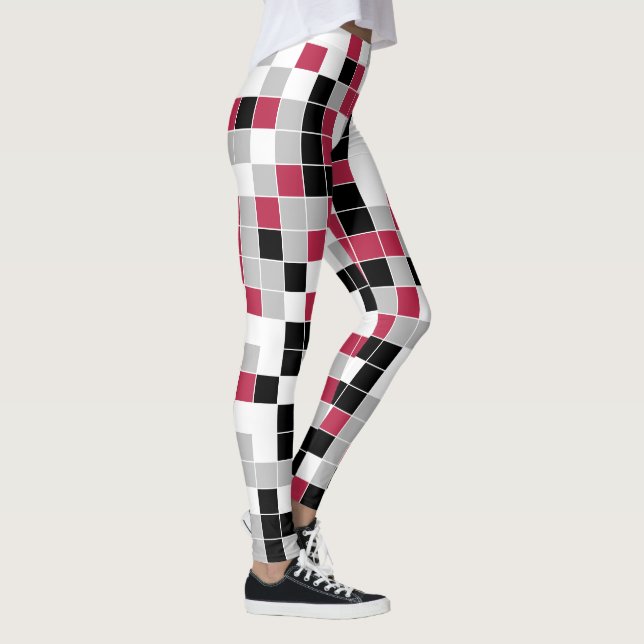 Svart Grått Geometric Mönster Leggings (Höger)