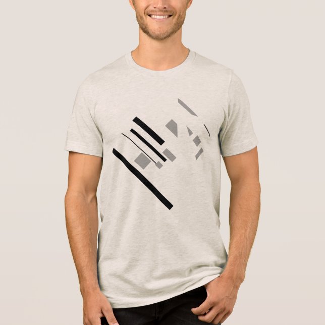 Svart Grått Geometric Shapes Diagonal MCM-utseende T Shirt (Framsida)