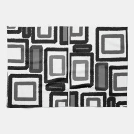 Svart Grått-geometriska block Kökshandduk