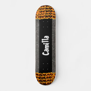 Svart Grått Glittery Design Anpassat namn Skate De Mini Skateboard Bräda 18,5 Cm