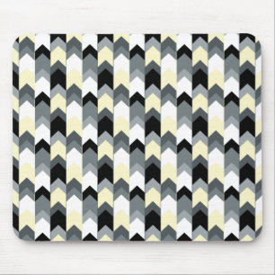 Svart, grått, gult-chevron musmatta