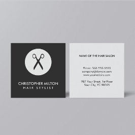 Svart Grått Hair Stylist med enkel Elegant Fyrkantigt Visitkort