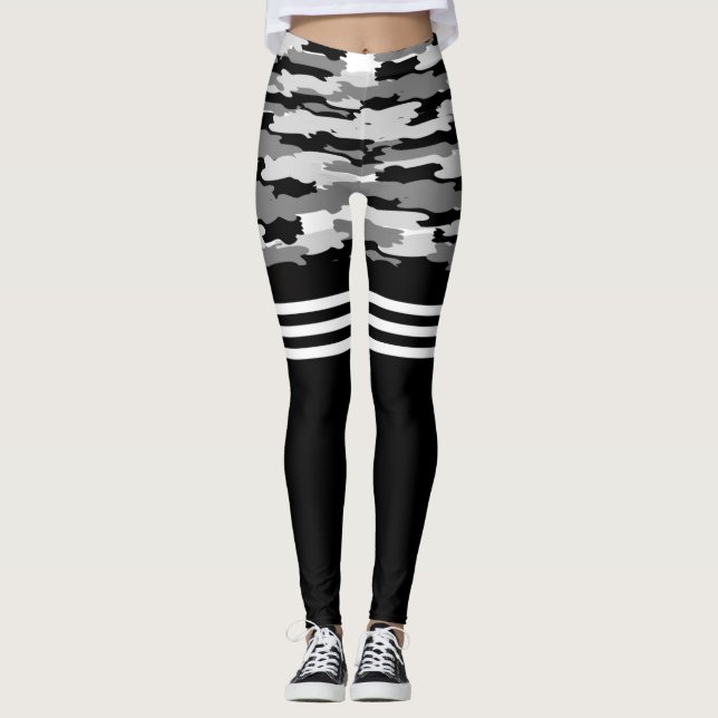 Svart Grått-kamouflage Leggage Leggings (Framsida)
