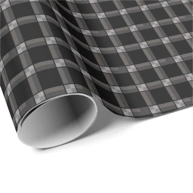 Svart Grått-kontroll, omslagning Papper Presentpapper (Rullad Hörn)