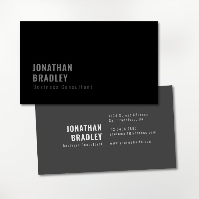 Svart Grått - minimalt ren Professionell Visitkort (Simple modern minimalist professional business card)