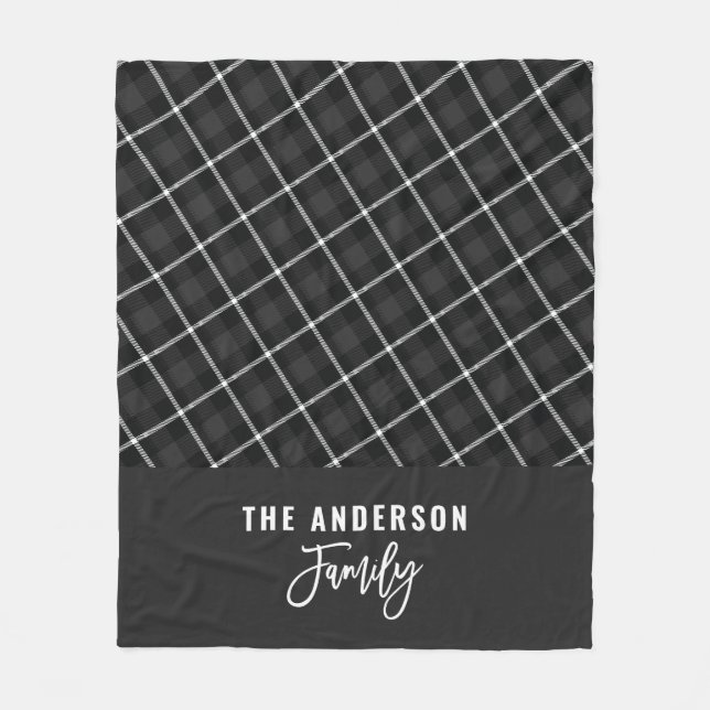 Svart grått, modern, minimal rustika vinter fleecefilt (Framsidan)