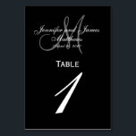 Svart Grått Monogram Bröllop Bordsnummer Card<br><div class="desc">Bordsnummer-kort för svart och vitt Bröllop med monogram för anpassningsbar. Utformning av Elke Clarke ©2008. Anpassa med din brid och triom-namn,  nygifta efternamn,  inledande monogram och bröllop-datum. Beställ en per bord med varje bordsnummer men ta ändå emot massrabatten för totalt beställt antal. Annan tillgänglig färg</div>