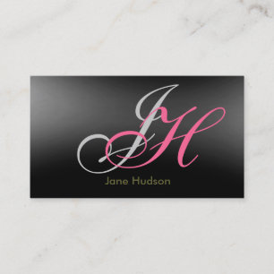 Svart Grått Monogram Simple Plain Affärskort Visitkort
