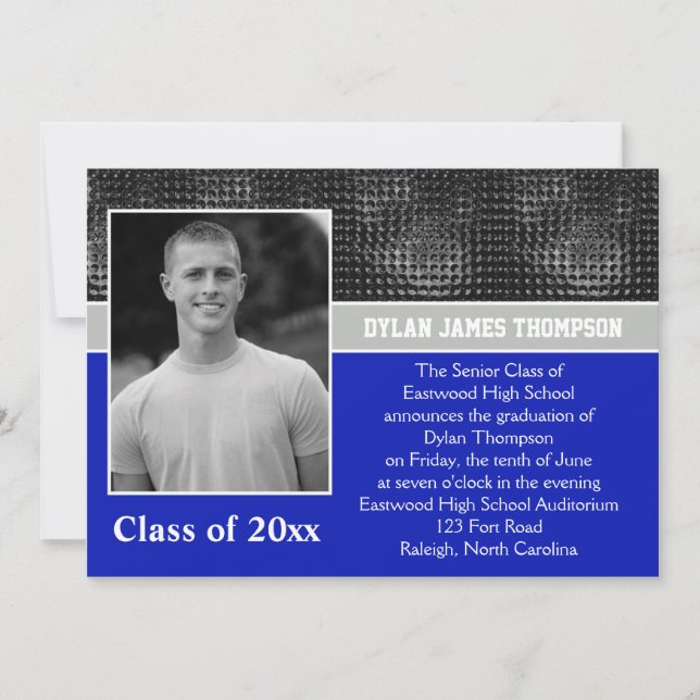 Svart, Grått och Blå fotoinbjudan till Studenten Inbjudningar (Framsida)