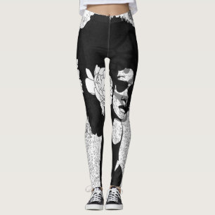 Svart, grått och graffiti afro leggings