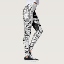 Svart, grått och graffiti afro leggings