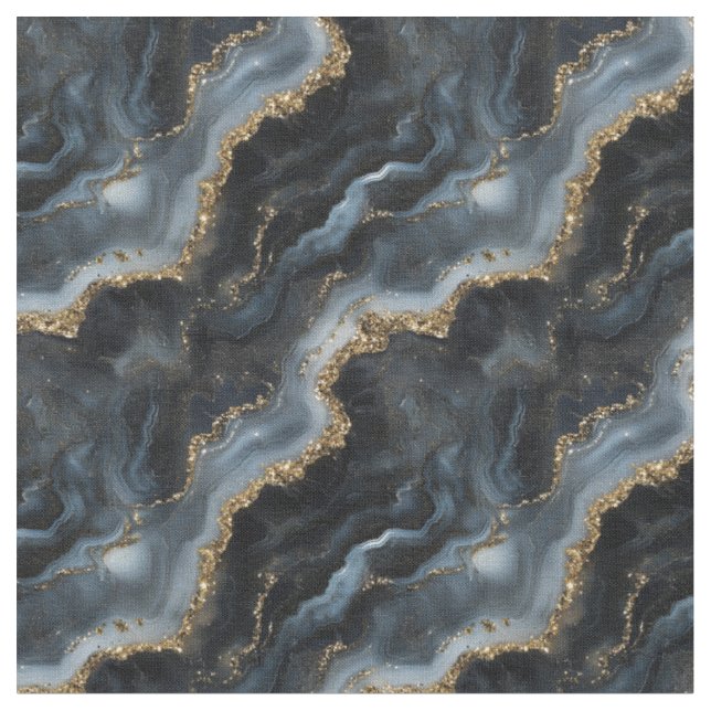 Svart, Grått och Guld Marble Tyg (Närbild)