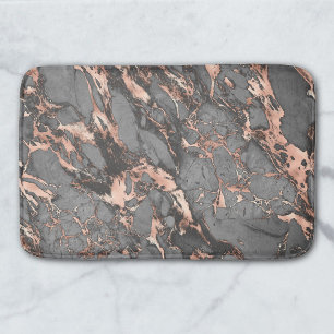 Svart, Grått och Ro Guld, Marble Bath Mat Badrumsmatta