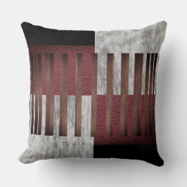 Svart, Grått och rött geometriskt Rand Kudde