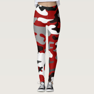 Svart, grått och rött kamouflage, grafisk design 0 leggings