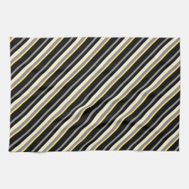 Svart Grått och skuggor av Gult Rand Kökshandduk