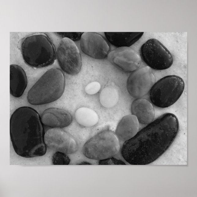 Svart, Grått och vit cirkel Poster (Framsidan)