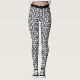 Svart, Grått och Vita Mönster Leggings