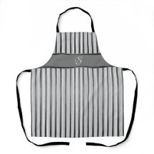 Svart, Grått och Vita Rand Apron