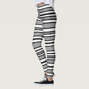 Svart, grått och vitrandar leggings