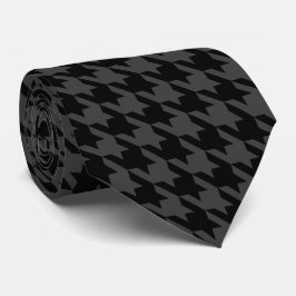 Svart Grått Pied de Poule Large Houndstooth Slips