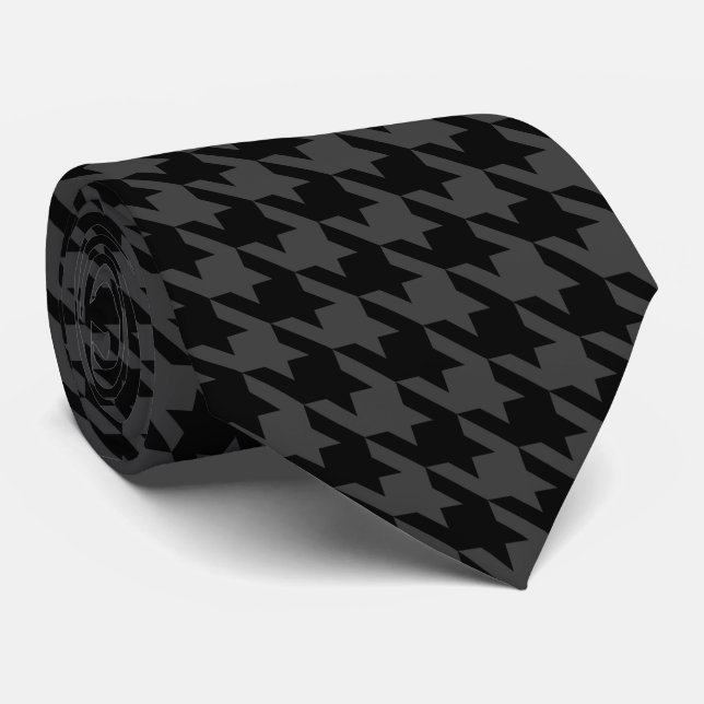 Svart Grått Pied de Poule Large Houndstooth Slips (Rullad)